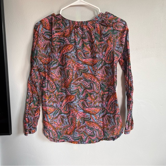 J. Crew Paisley Blouse Cotton Silk 0 - Picture 4 of 5